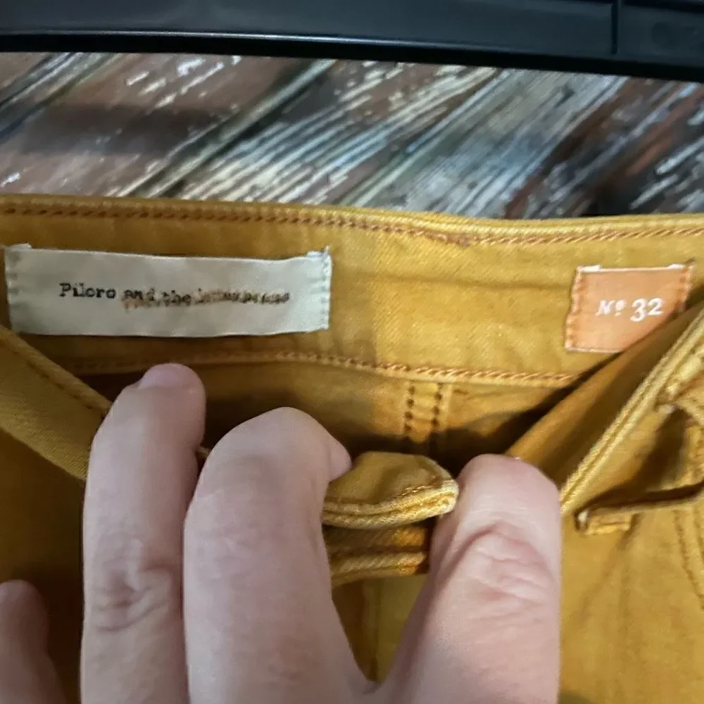 Pilcro & the Letterpress mustard color jeans